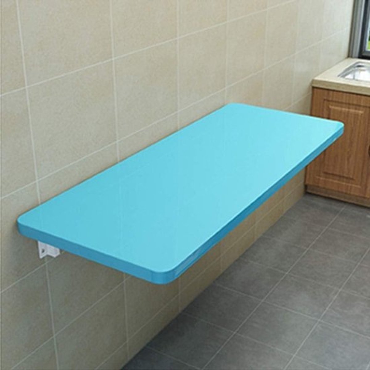Vouwbare Werktafel - Wandmontage Tafel - Ruimte Besparen - Heavy Duty Beugels - 120x50cm - Geel