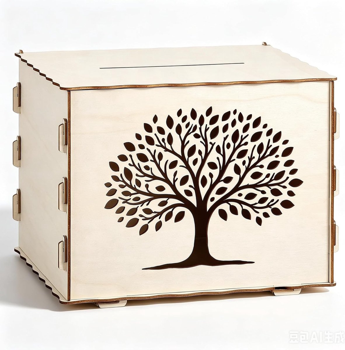 Houten Trouwen Box met Levensboom Design voor Wensen en Herinneringen