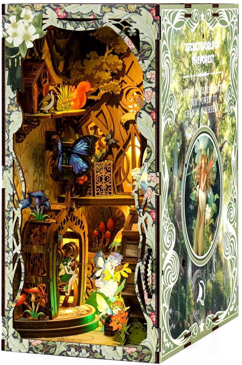 Booknook Secret World of the Forest - 3D Puzzel met Handleiding - DIY - Miniatuur Modelbouw Hout Kinderen en Volwassenen - Houten bouwpakket - Assemblr