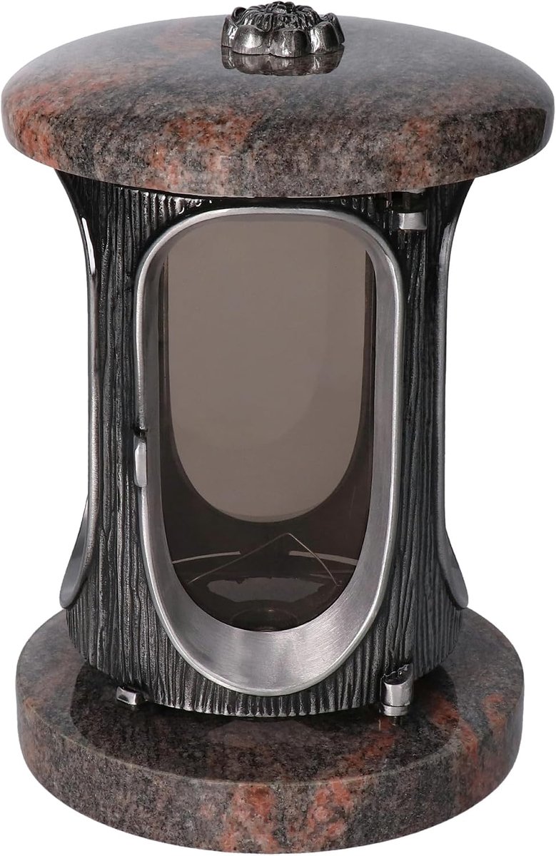 graflantaarn graniet Aurora India zilver hoogte 23 cm/Ø 15 cm zilver met rozet