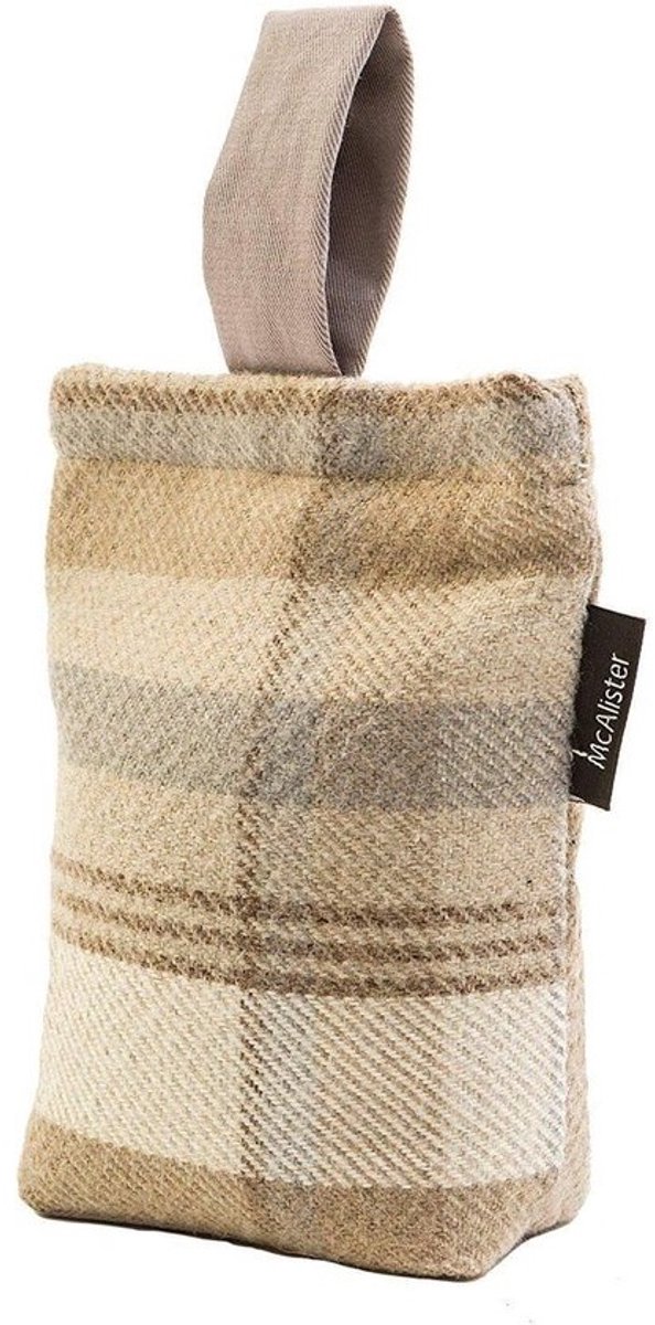 Decoratieve Deurstop Beige Geruit Patroon - Woonaccessoire voor Tocht en Deuren