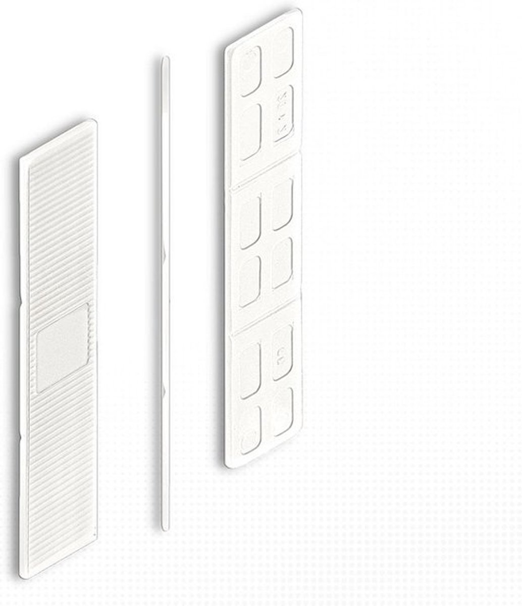 Kunststof wiggen 1 mm voor beglazing - verpakking van 100 stuks