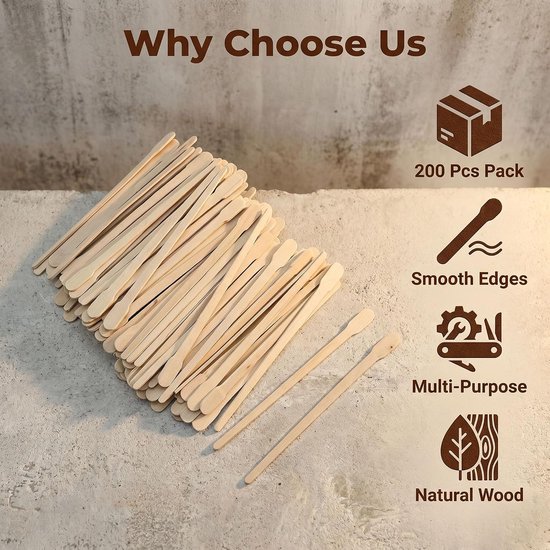 Spatels voor waxen, houten stokjes en mondspatel, waxspatel en waxstick, houten ijsstokjes, cosmetische sticks voor ontharing, crèmes en knutselen — afbeelding 3