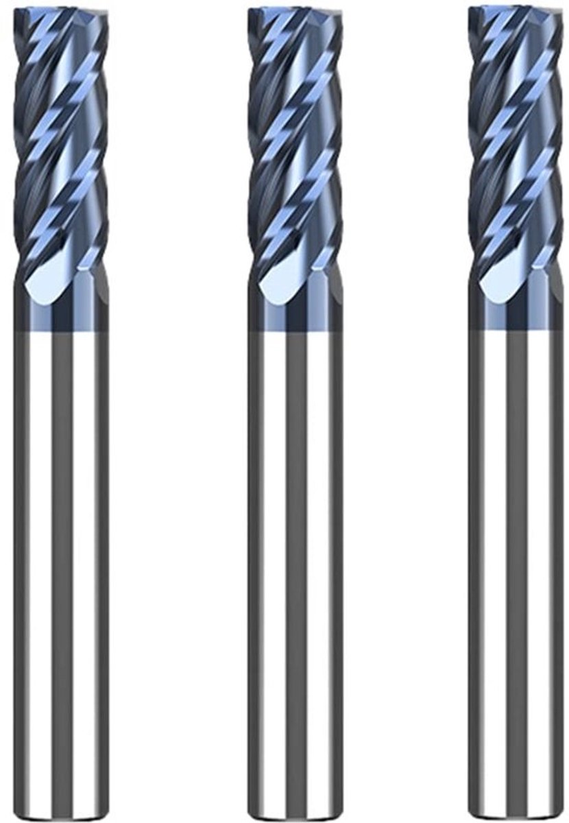 3 Stukken Hardmetaal Frees 6mm voor CNC Bewerking - Zwart AlTiN Gecoat