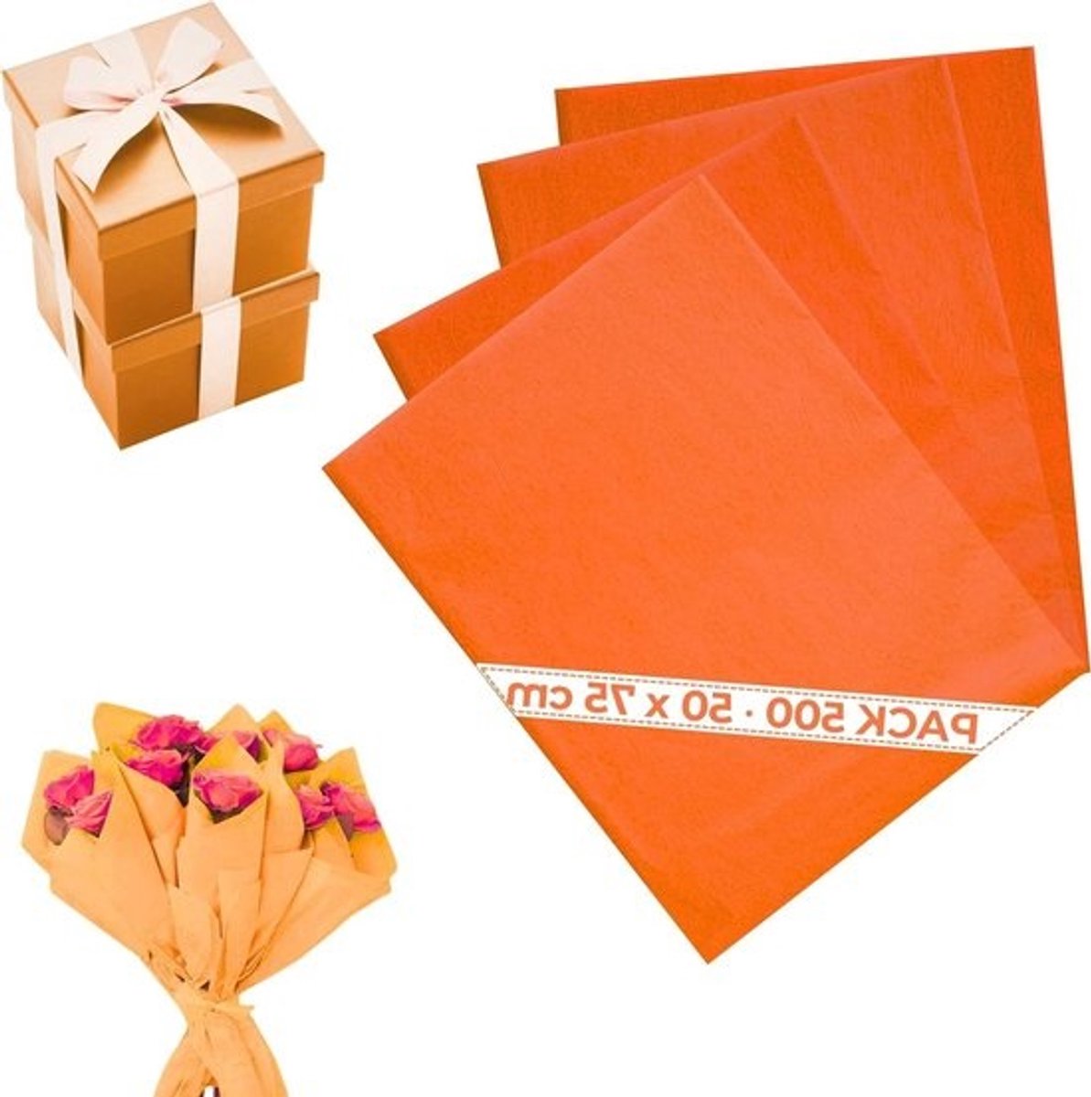 Zijdepapier Vellen - Cadeaupapier Verpakking - Knutselen Decoratie - Hoge Kwaliteit Recyclebaar - 50 x 75 cm - Lava Neon Oranje