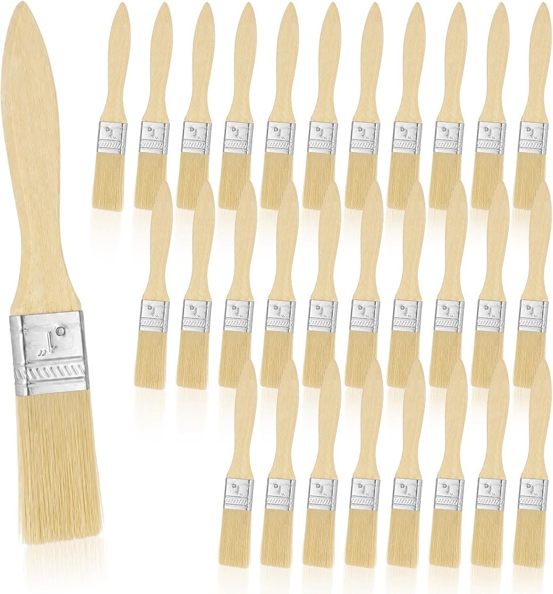 Platte penselen, 2,5 cm schilderkwast, verfkwast met houten handvat, geschikt voor schilderen, lak, verf, lijm enz