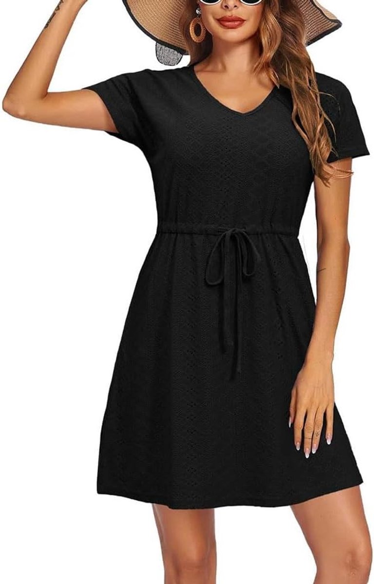 Strandjurk dames sexy korte mouwen ruches V-hals zomer bikini cover up casual strandponcho zomerjurk
