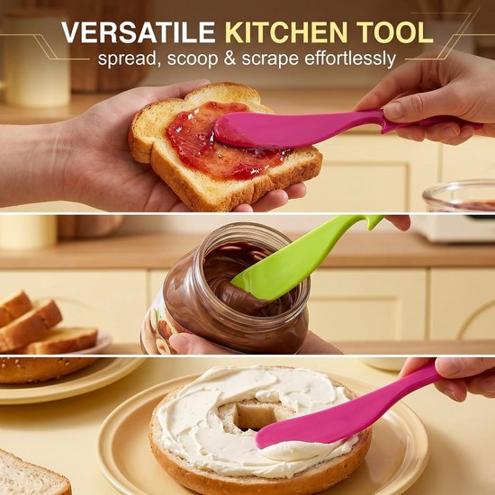 Spatels voor het verdelen van jam en boter, keukenschraper van hoogwaardig kunststof voor toast en gebak, praktisch en flexibel gebruiksvoorwerp (2 stuks) — afbeelding 4