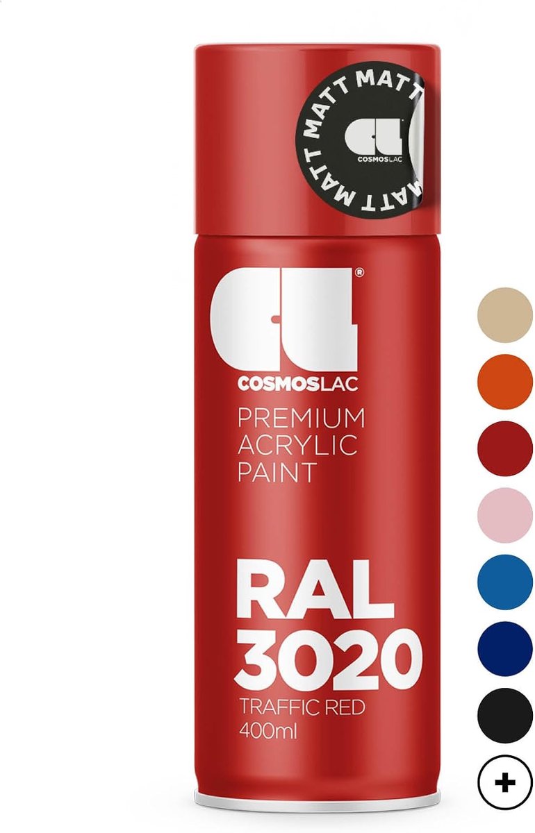Acryllak spuitbus 400 ml - RAL 3020 verkeersrood mat - grote kleurkeuze - perfect voor upcycling - ShopVlot