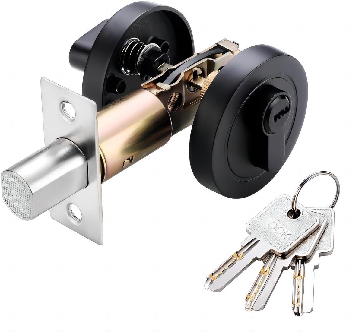 Dailygoods- Deurslot met Sleutels - Ronde Cilinderslot - Anti-tamper Beveiliging - Verstelbaar 60/70mm - Geschikt voor Links/Rechtsdraaiende Deuren -