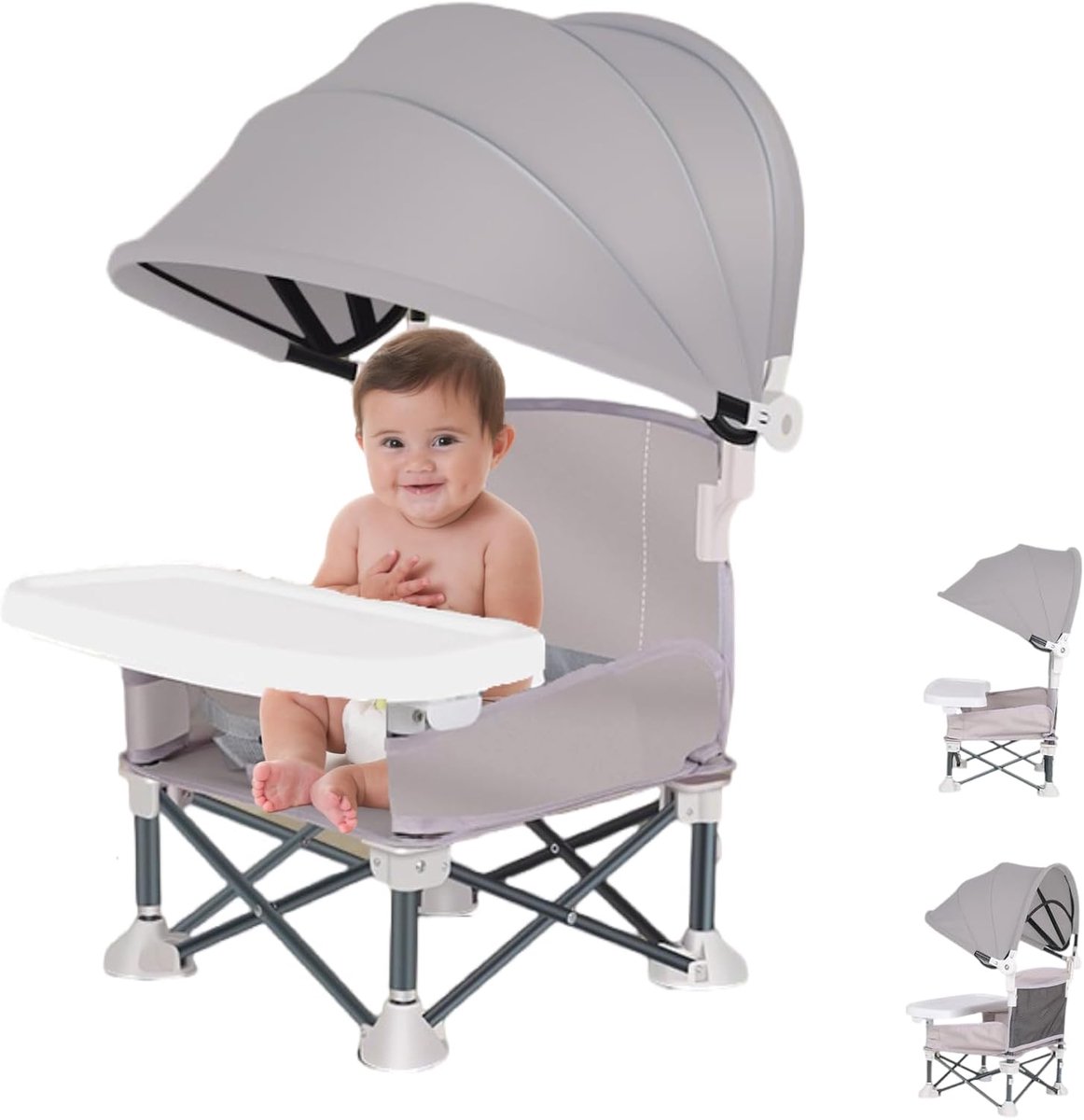 Bean Opvouwbare Baby-stoelverhoger Eetkamerstoel Voor Reizen Draagbare Peuterstoel Met Afneembare Dienblad Voor Binnen Buiten Open Zitten Vouwbare Boostervoeding/Camping Stoel Voor Baby Peuter