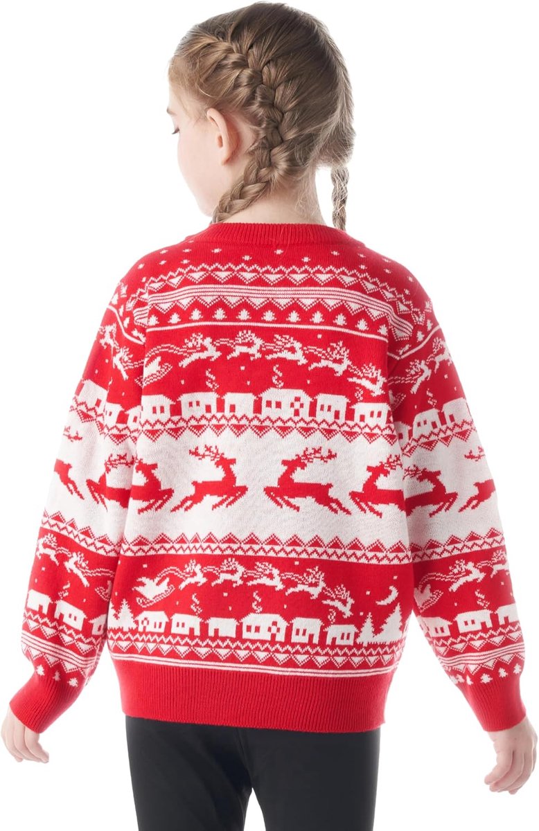 Getup Bijpassende kersttrui voor het gezin, schattige kersttrui met lange mouwen, zwarte lelijke kersttrui