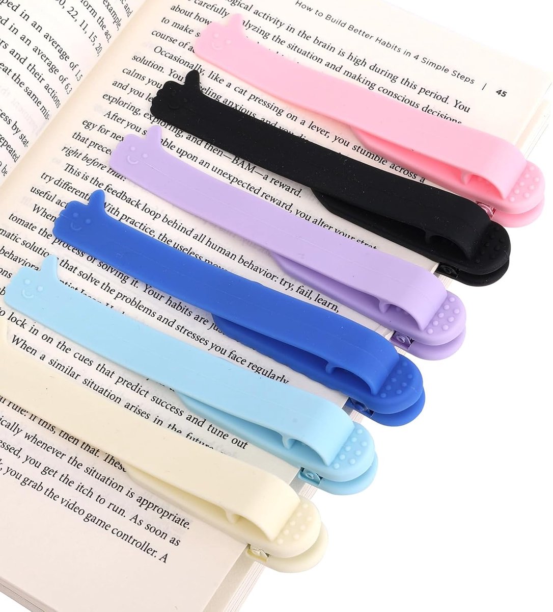 6 Stuks Automatische Bladwijzers, Slimme Siliconen Bladwijzers met Penhouder Schattige Gezichtsuitdrukkingen en Duim Omhoog-Ontwerp voor Boekenliefhebbers Vrouwen Mannen en Studenten