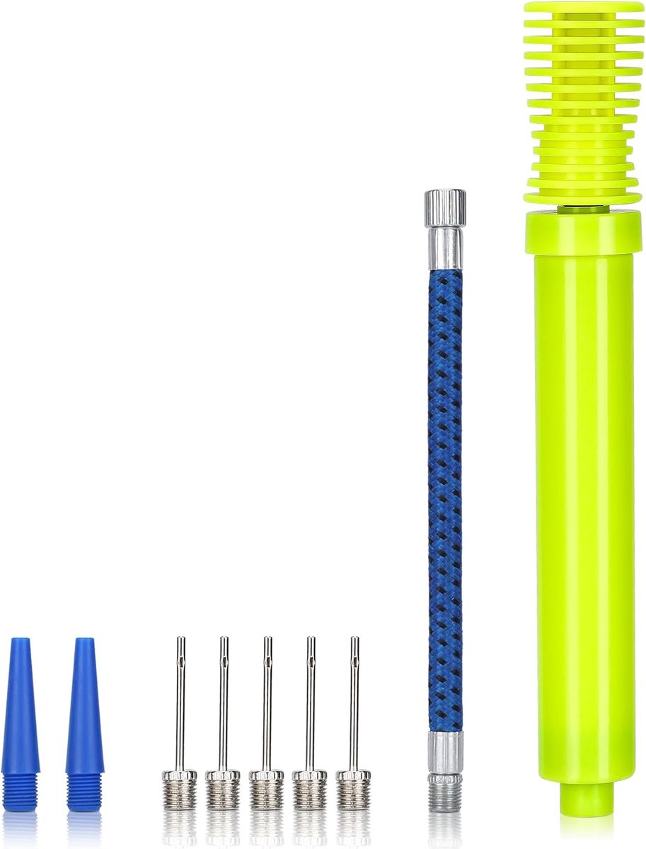 Tweeweg Ballonpomp, Draagbare Voetbalpomp Kits, Handpomp met Naald en Uitzetslang voor Basketbal, Voetbal, Volleybal, Ballon, Duurzaam Aluminium Legering Buizen, Snelle Inflatiepomp