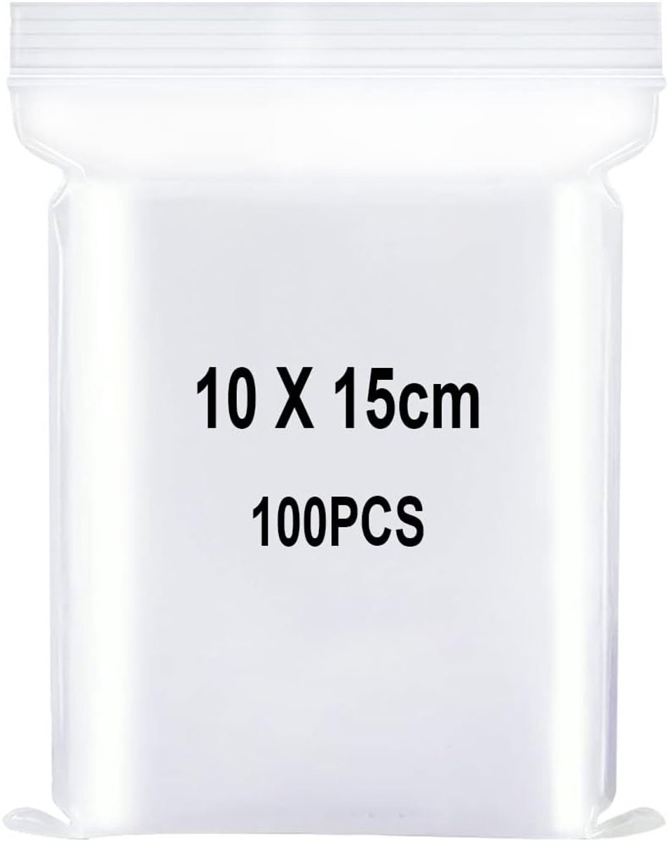 Transparante Plastic Tassen, Kleine Ziplock Tassen, Polyzak, Zak Met Ritssluiting Druksluiting, Van Toepassing op Kkeukenopslag, Opslag Van Kantoorbenodigdheden enz. 10x15cm 100st