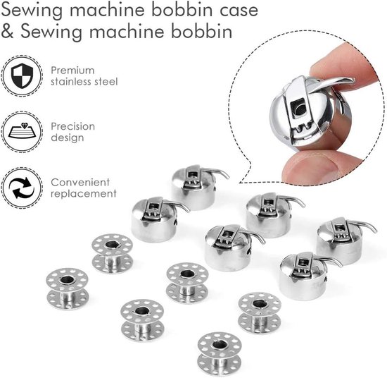 6 stuks binnenlandse naaimachine spoelkoffers, roestvrijstalen spoelkoffer, 6 stuks metalen naaimachine klossen voor borduurwerk/huishoudelijke naaimachine/broer/zanger/janome/Newhome — afbeelding 3