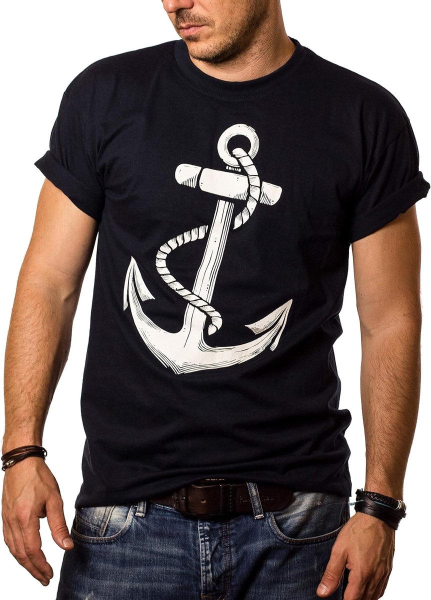 Print T-Shirt met Anker Opdruk Heren