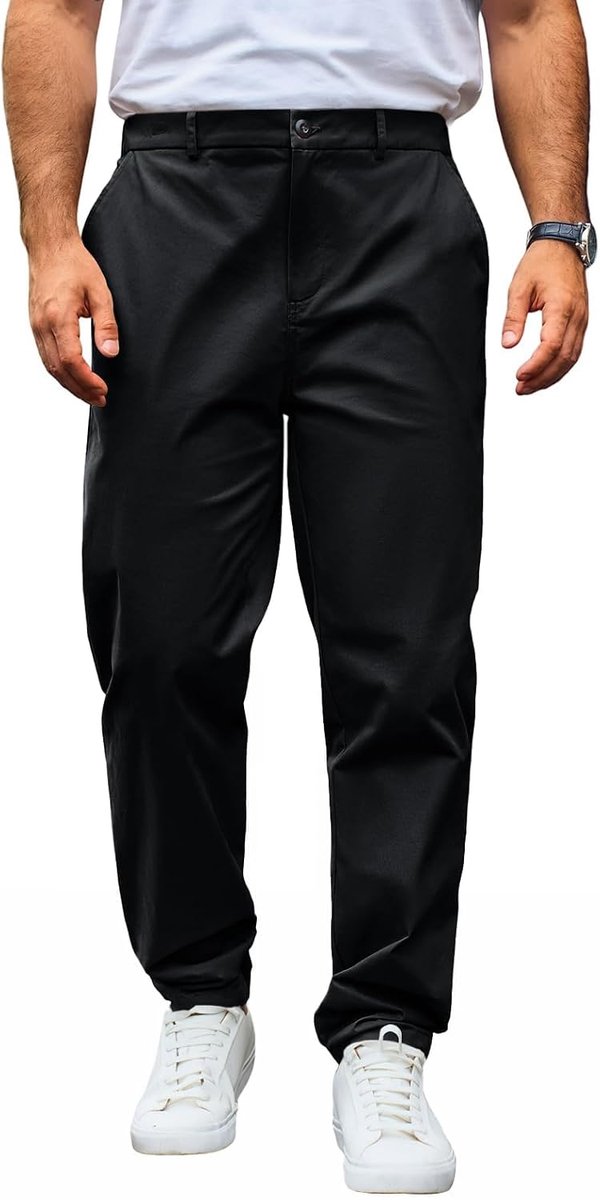Chinobroek voor heren, regular fit, stretch, vrijetijdsbroek, effen, katoen, stoffen broek, lang, licht, zakelijke werkbroek met elastische taille