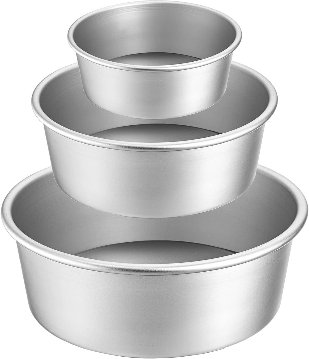 3-delige aluminium ronde taartpan voor bakken met afneembare bodem - 10 cm, 15 cm, 20 cm