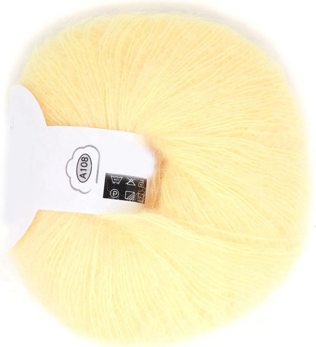 Fil de Laine Angora Tricoté Mohair Doux Populaire pour le Bricolage à Tricoter (avec un crochet)(light yellow)