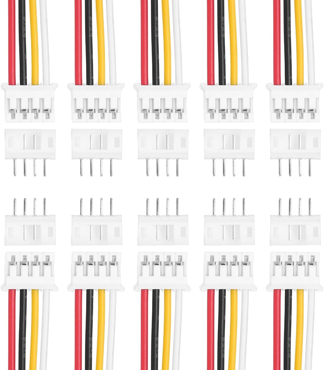 10 stuks PH 2,0 mm 4-pins mannelijke stekker enkele kop met kabel 26 AWG 150 mm en vrouwelijke aansluiting moederbord voor luidsprekers, ledstrips