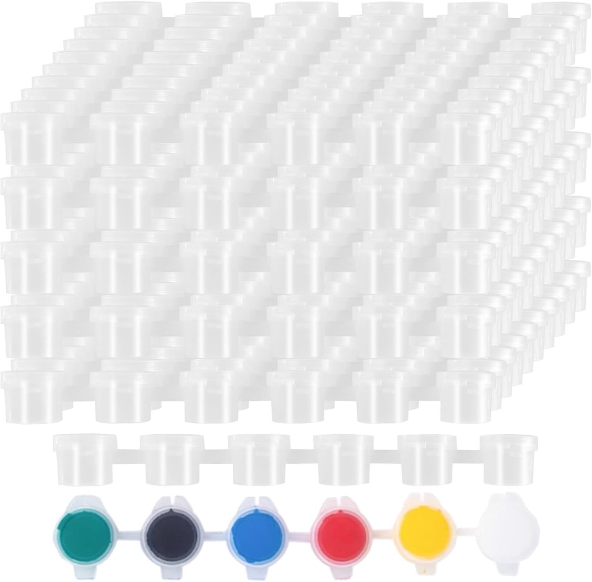Dailygoods- Verfpotten 200 Stuks - Mini Lege Verf Potten - 6-in-1 Ontwerp - Kunst Ambachten - Lichtgewicht en Draagbaar - 3 ml Compartimenten - Verfst