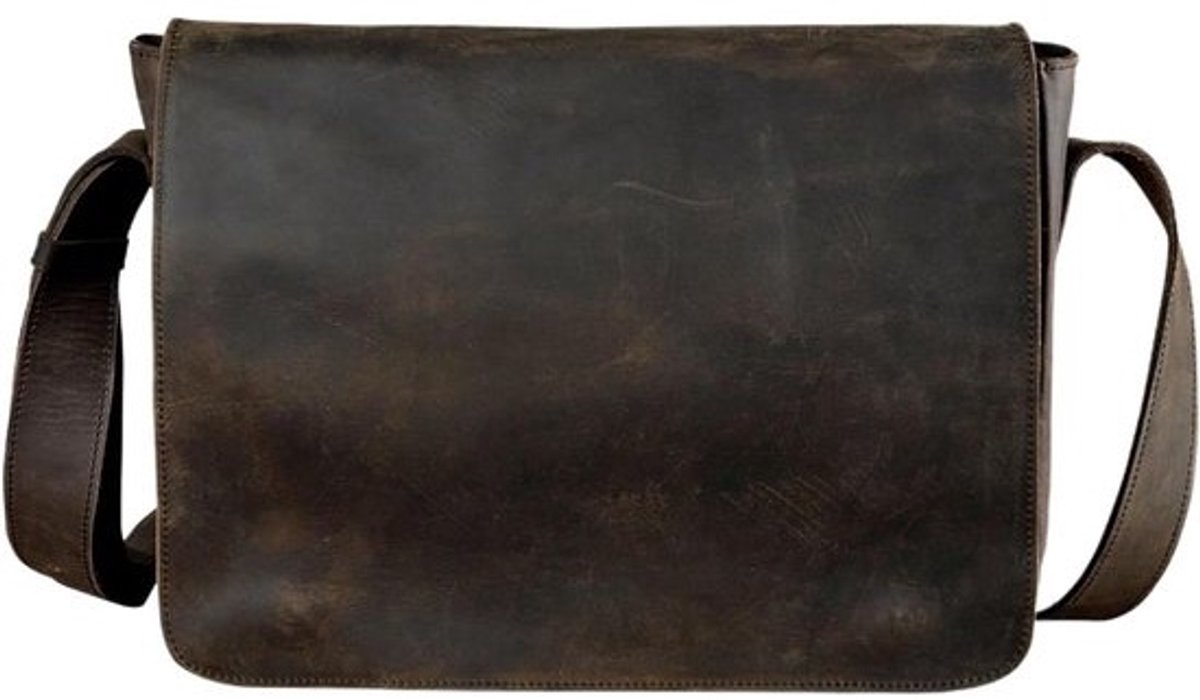 Leren Aktetas - Schoudertas Laptoptas - Zakelijk Vervoer - Ruim Georganiseerd - 13 inch laptop - Bruin