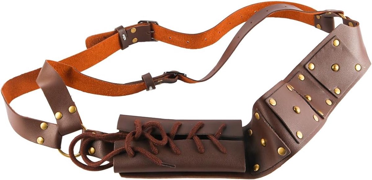 Dailygoods- Holster Verstelbaar - Middeleeuwse Crossbody Riem - Lederen Schouderschede - Duurzaam Ontwerp - Lichtgewicht - Geschikt Voor Rollenspel -