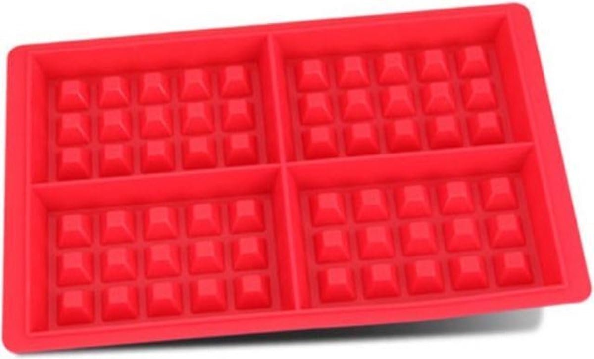 Siliconen wafelvorm - 4 wafels in 1 mal - Rood - Eenvoudig schoon te houden - Snel genieten van wafels - ShopVlot