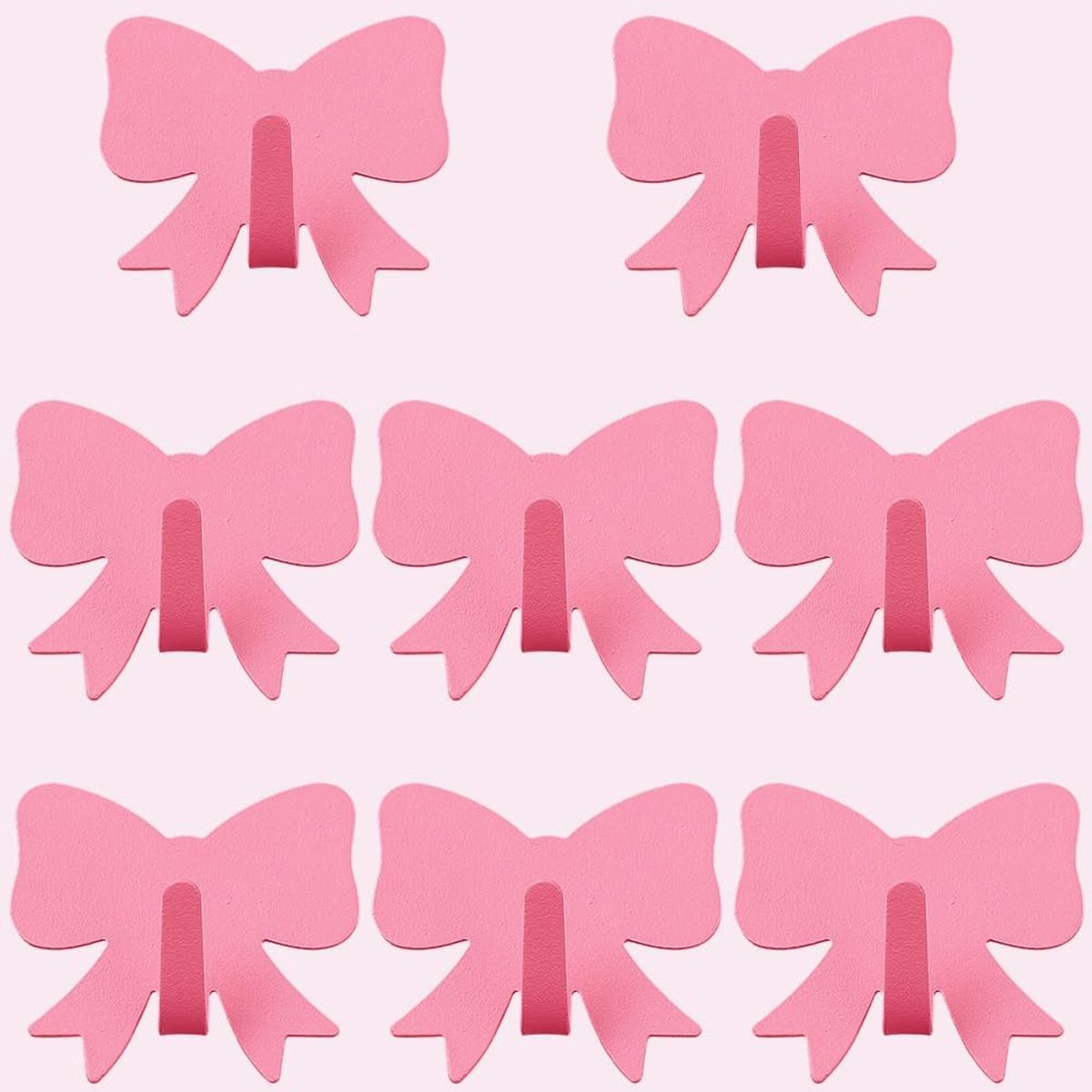 Dailygoods - 8 Stuks Roze Strikhaken - Decoratieve Wandhaken voor Sleutels en Kleding