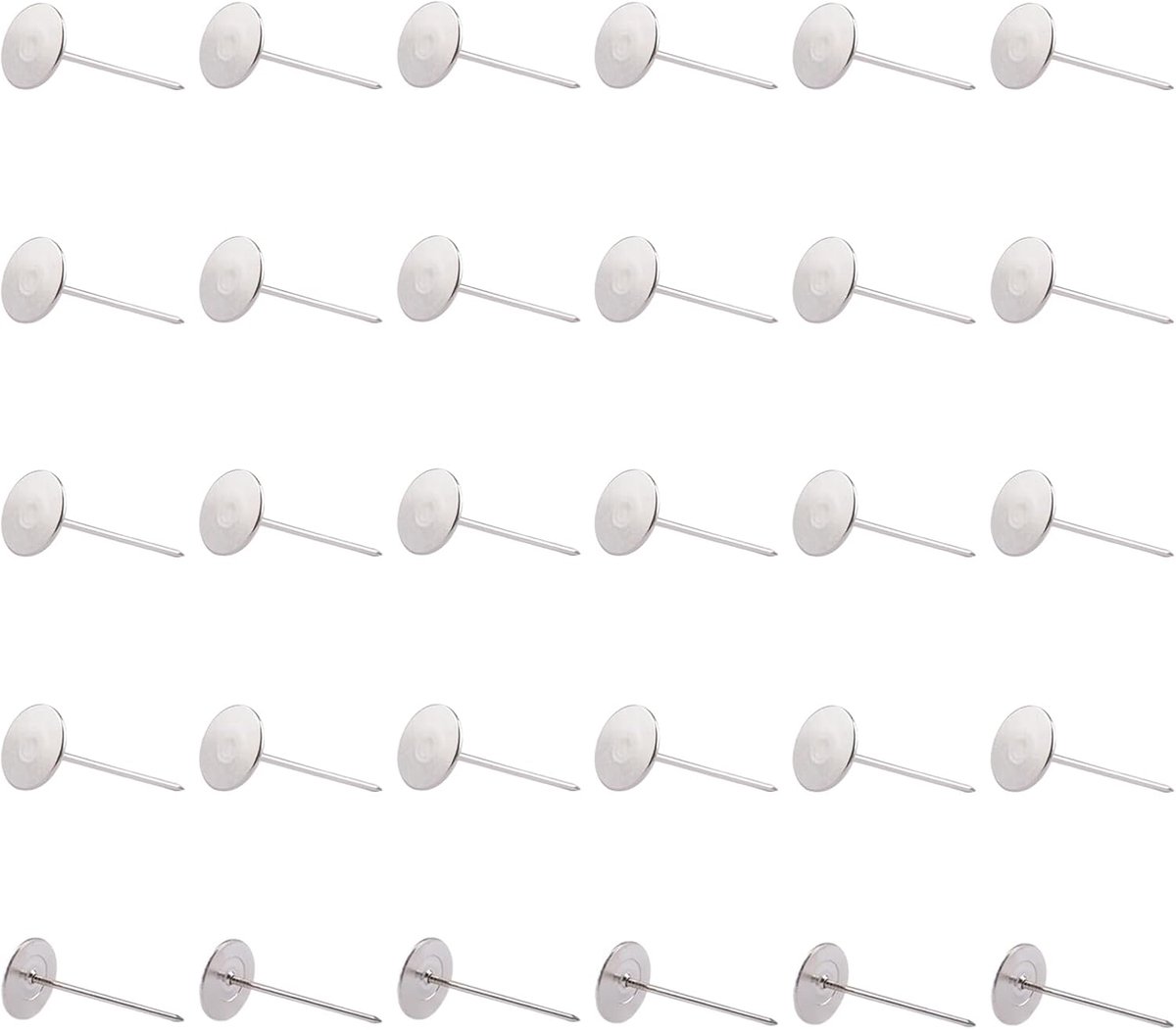 Dailygoods- Duimspijkers 30 Stuks - Platte Hoofd Tacks - Totale Lengte 50 mm - Zilveren Punaises - Duurzaam Ijzer - Voor Meubeldecoratie - Meubelspijk