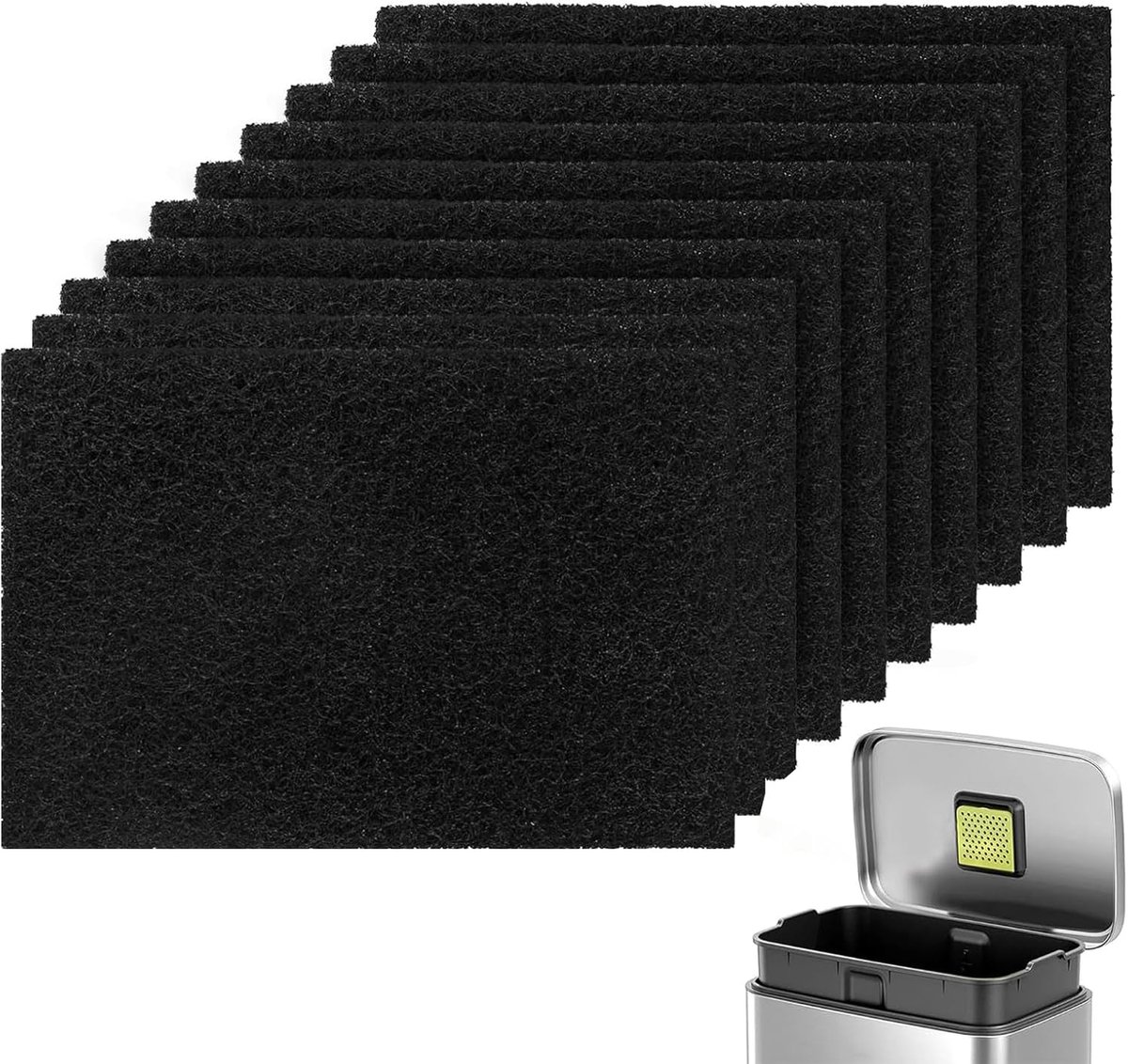 Dailygoods- Actieve Koolfilters 10 Stuks - Vervangende Filter voor Joseph & Joseph Compostbak - Geurfilter Prullenbak - Houdt Ruimte Fris - Afmeting 9