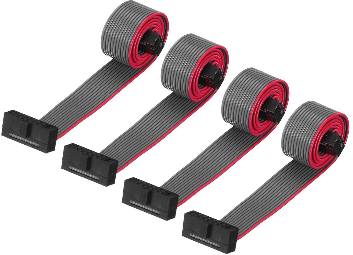 12-polige lintkabel, 1,27 mm Pitch FC naar FC stekker, 20 cm lengte, grijze jumperdraad voor computer, led-display, dvd, 4 stuks
