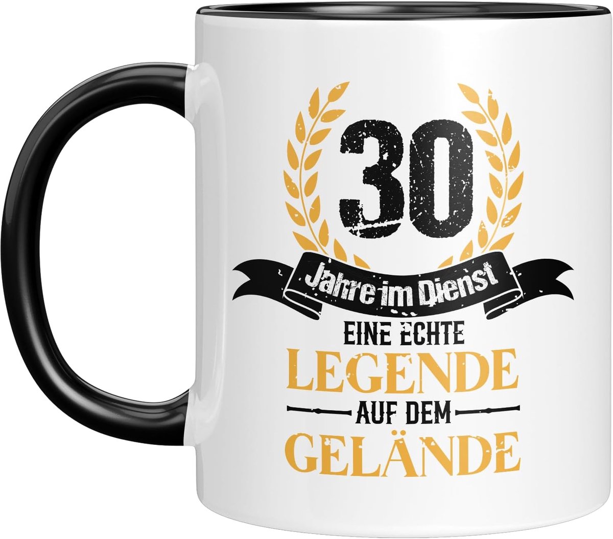 Beker voor jubileum | 30 jaar in dienst | Een echte legende op het terrein | Cadeau-idee voor jubileum en langjarige medewerkers | Koffiebeker 330 ml