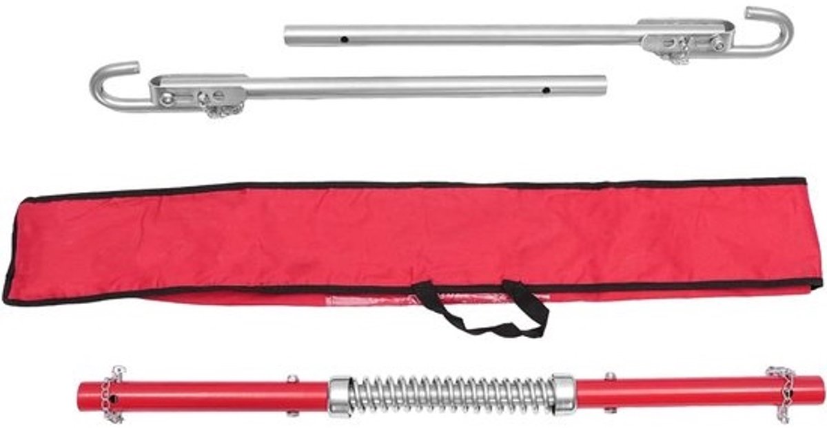 Sleepstang Auto - Trekstang Voertuig - Pechhulp Bieden - Met Veer Demping - 185 cm - Rood Zilver