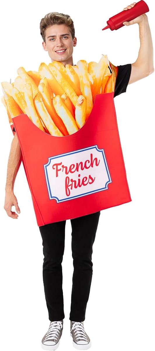 | Friet kostuum voor vrouwen en mannen Eten - Kostuum voor Volwassenen Accessoire verkleedkleding en rekwisieten voor Halloween, carnaval & feesten - One Size - Geel