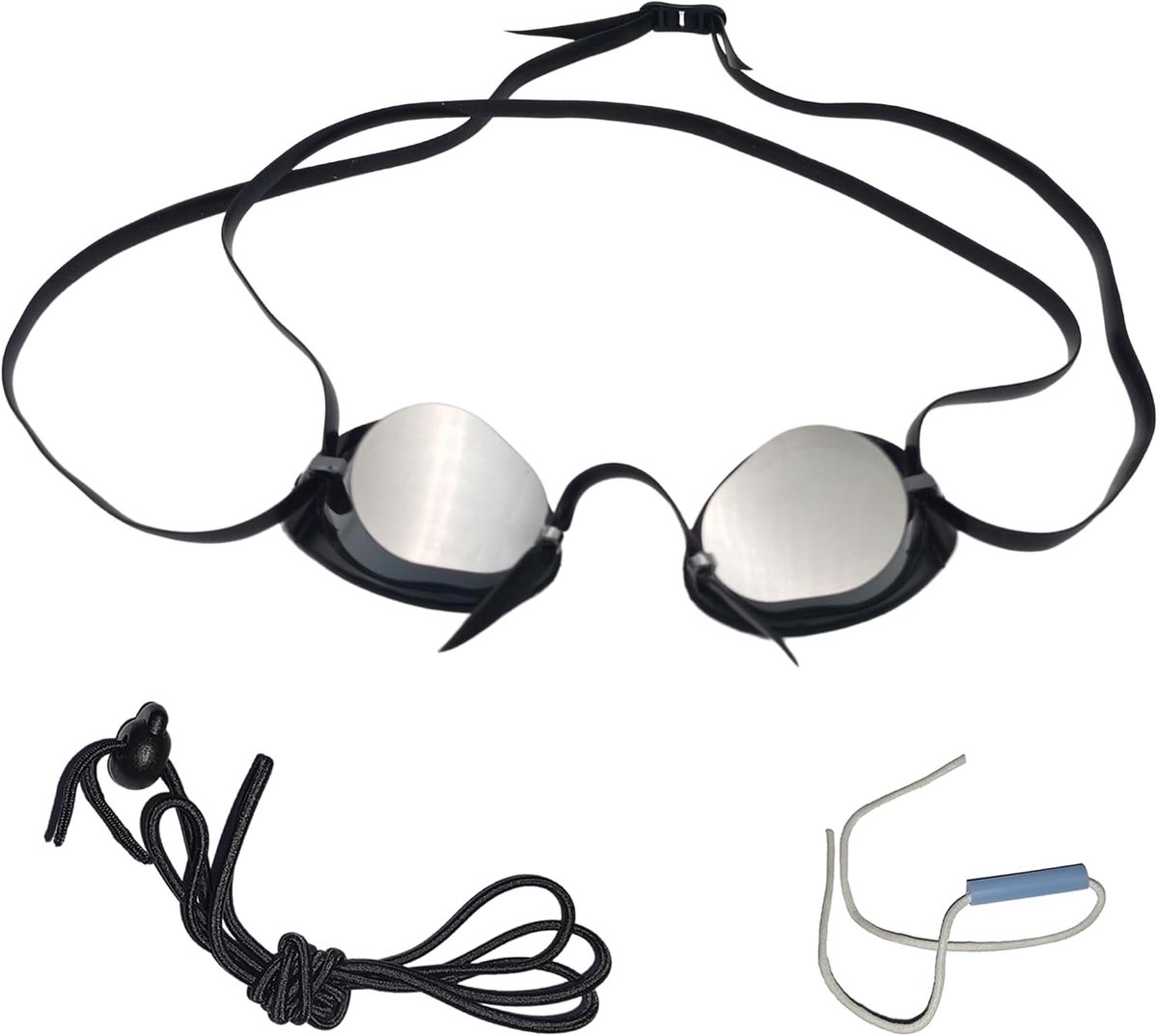 gespiegeld, Zweeds type – zwembril met rubberen rand, condensvrij, met uv-bescherming, Zweeds model voor professionele zwemmers, zilver