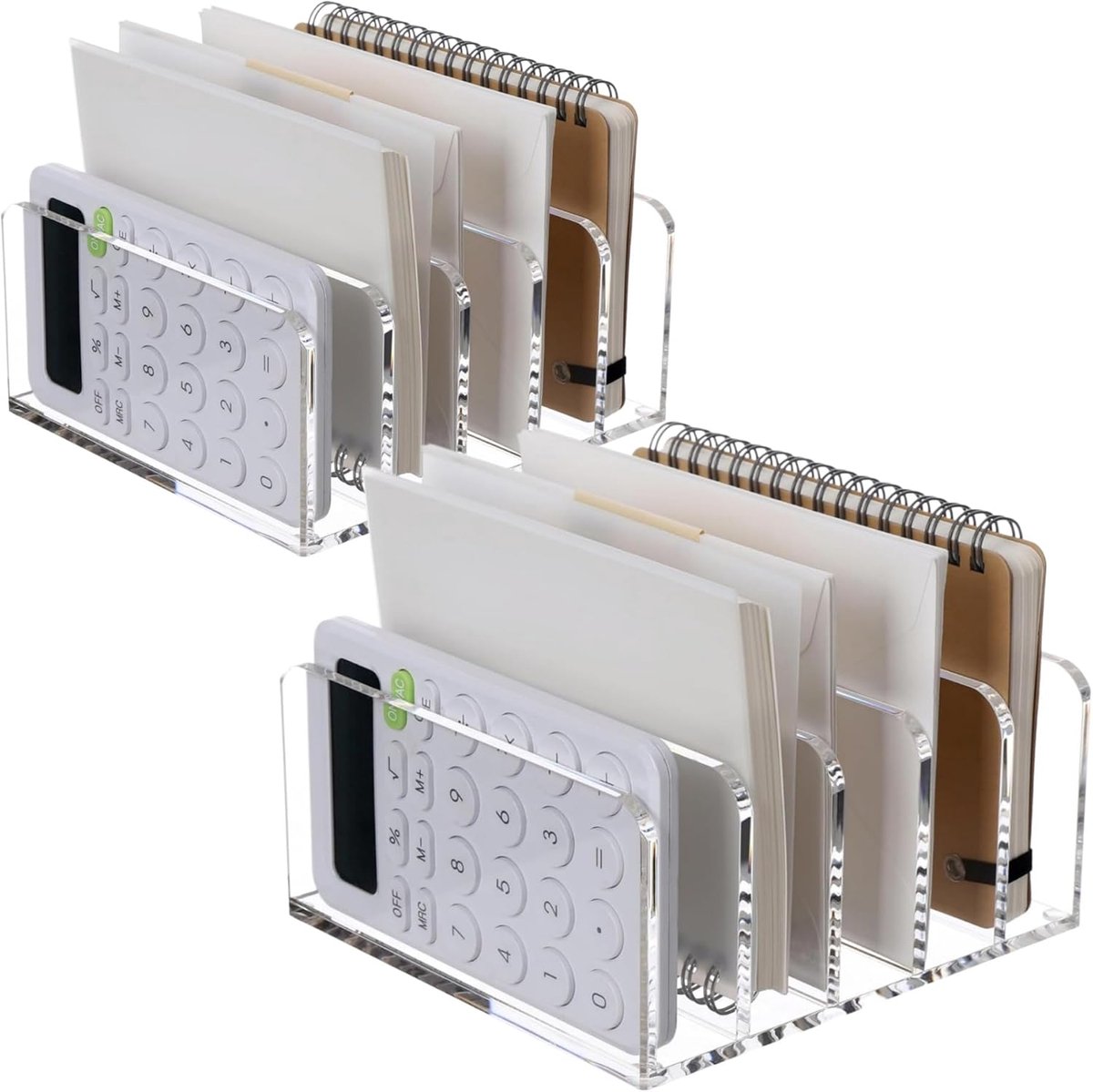 Bureau-organizer van acryl, 5 vakken, transparant, brieven- en documentenhouder, 5 mm dik, robuust en gemakkelijk te reinigen, bespaart ruimte voor kantoor en kantoor