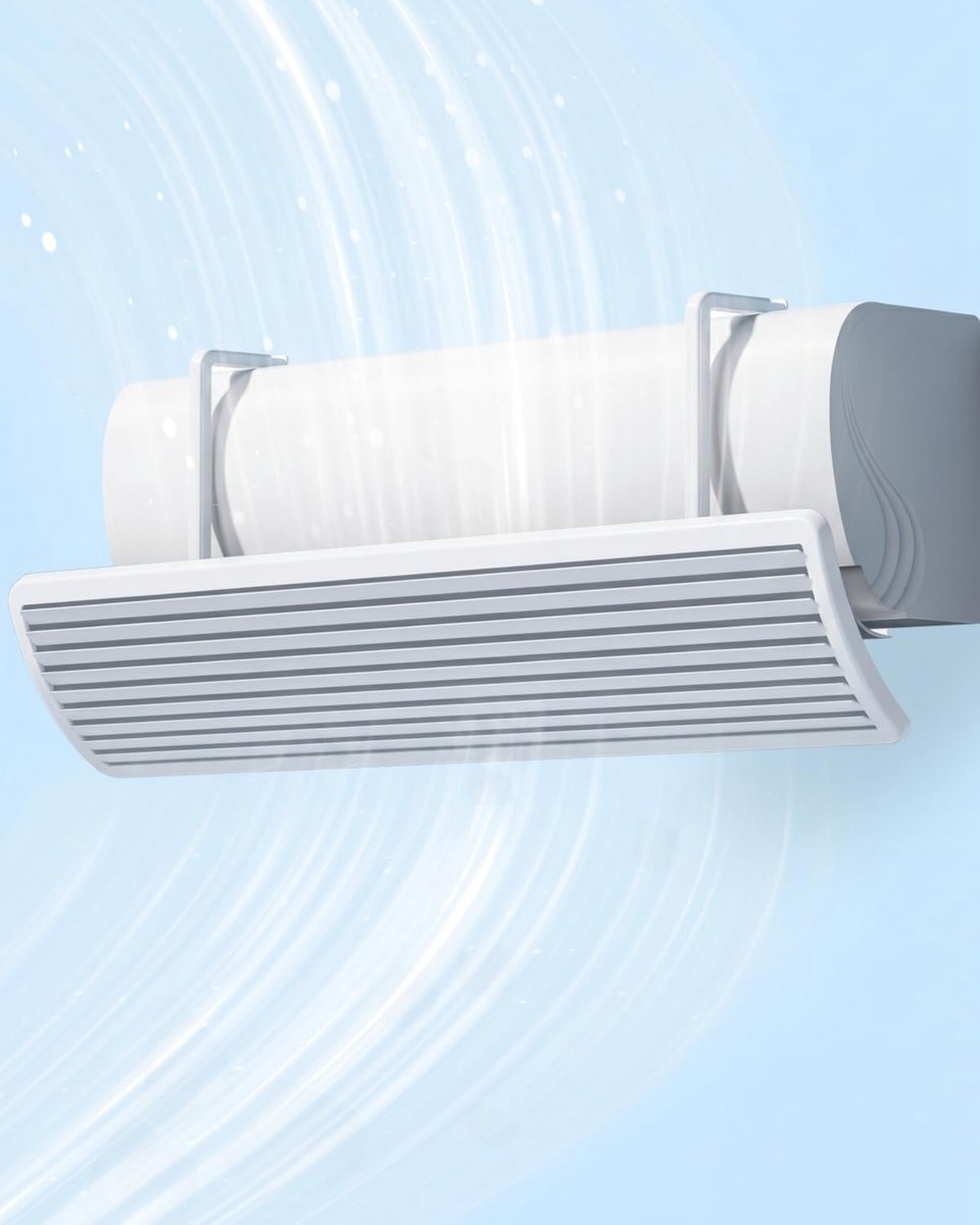 Winddeflector voor airconditioning, verstelbaar, met paneel 180 °, universele airconditioning, anti-blazen, van ABS, wit, voor thuis en op kantoor