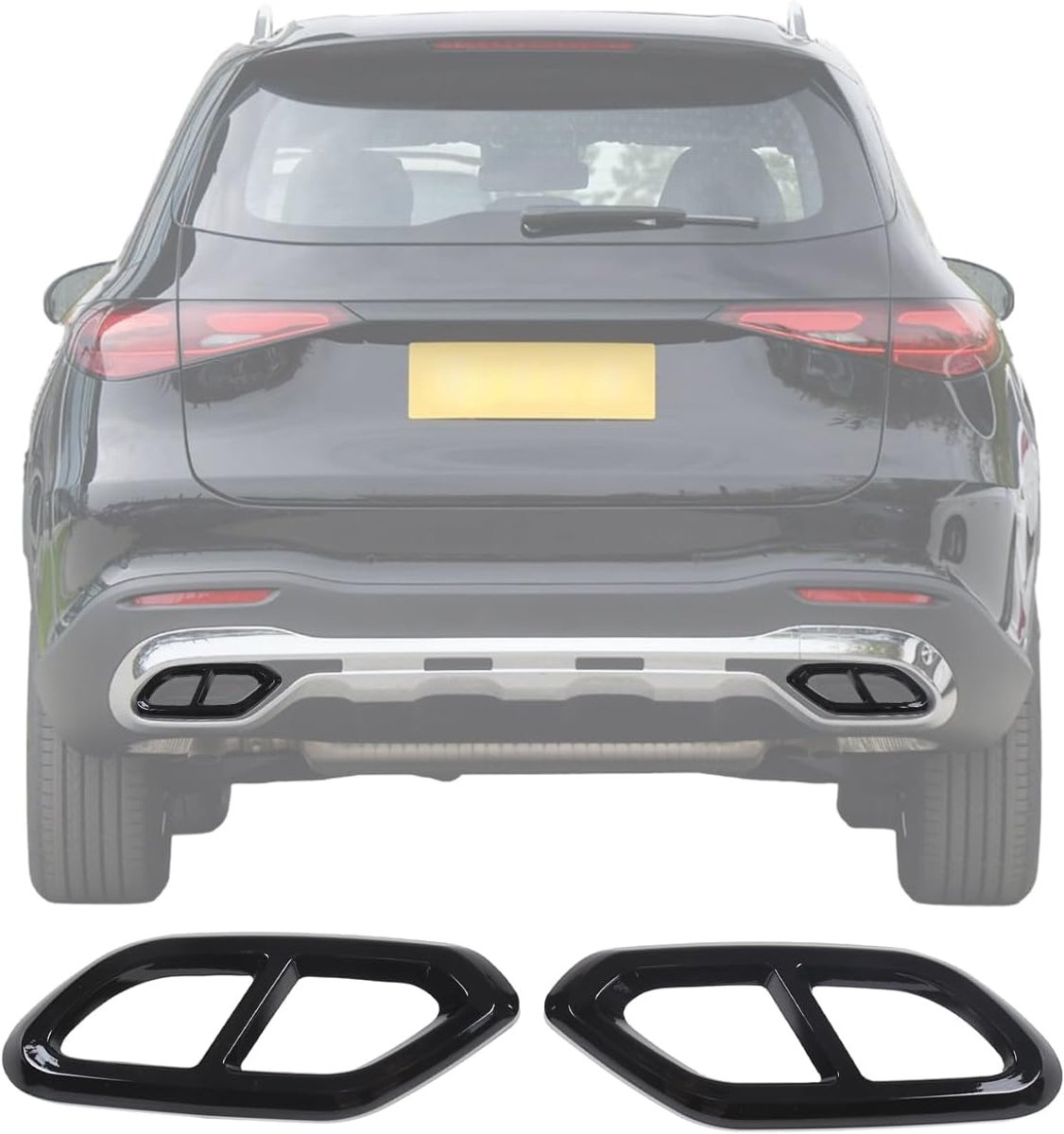 Achterpijp Frame Uitlaatpijp Cover Voor Mercedes Benz GLC Klasse X254 2023-2024 Exterieur Accessoires Uitlaatdemper Staart Pijp Trim Cover 2 stks (zwart)
