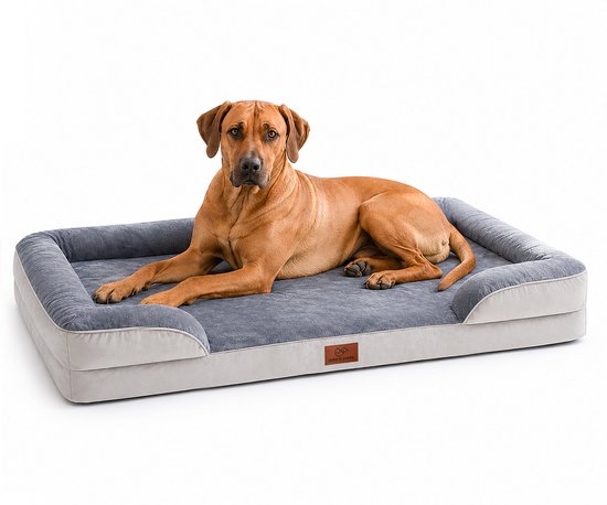 Jake and Jacky Orthopedische hondenmand met tweezijdige matras Grijs, maat XXL (135 × 107 cm)