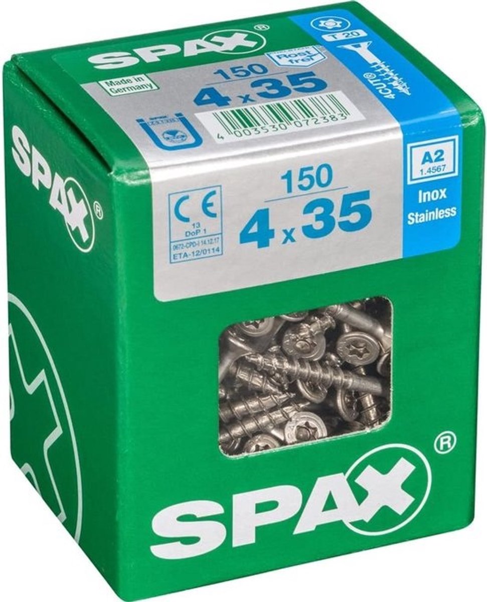 RVS Houtschroeven Platte Kop Torx Lengte 35 mm - Roestvrij Staal