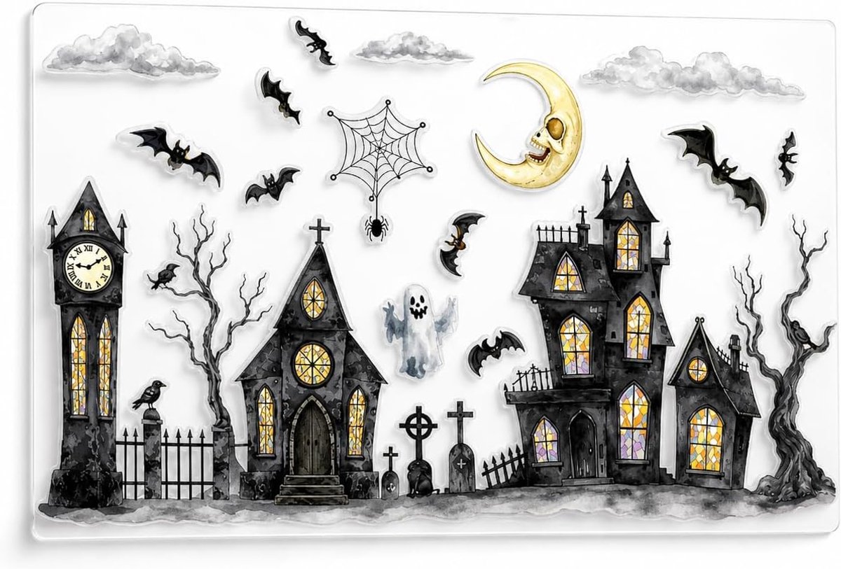 Raamstickerset, 1 set 2 vellen statische spookfolie