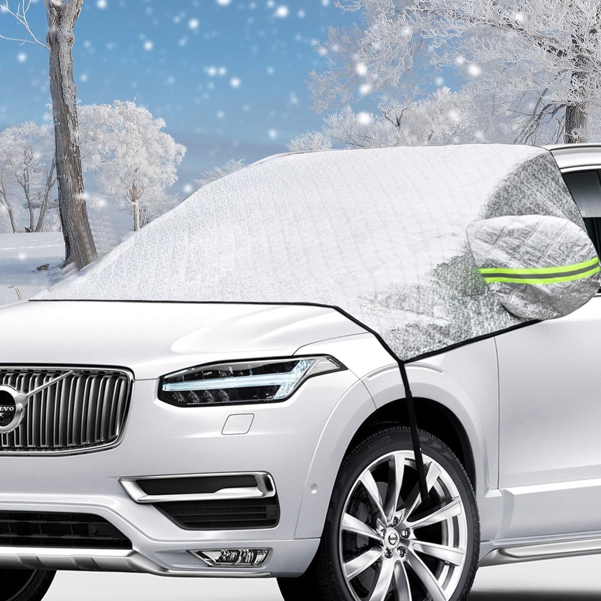 Voorruitafdekking bij ijs en sneeuw auto, 4-laagse bescherming bij sneeuw, ijs, uv, vorst, universele bescherming voor wisser & spiegels