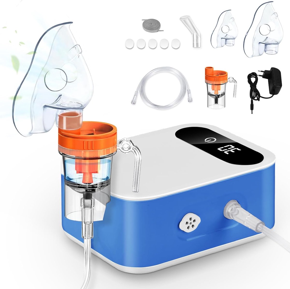 Compressor Vernevelaar met Mondstuk en Masker voor Volwassenen en Kinderen, Elektrische Inhalatieapparaat voor verkoudheid of astma met extra accessoires en lange buis