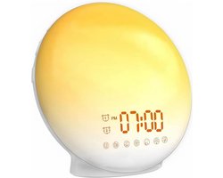 Reveil Lumineux, Réveil Intelligent pour Enfants Adultes, Reveil Matin Simulateur d'Aube et Crépuscule, Snooze,7 Sons Naturels, FM Radio Réveil, Veilleuse LED 7 Couleurs, Lampe de Chevet
