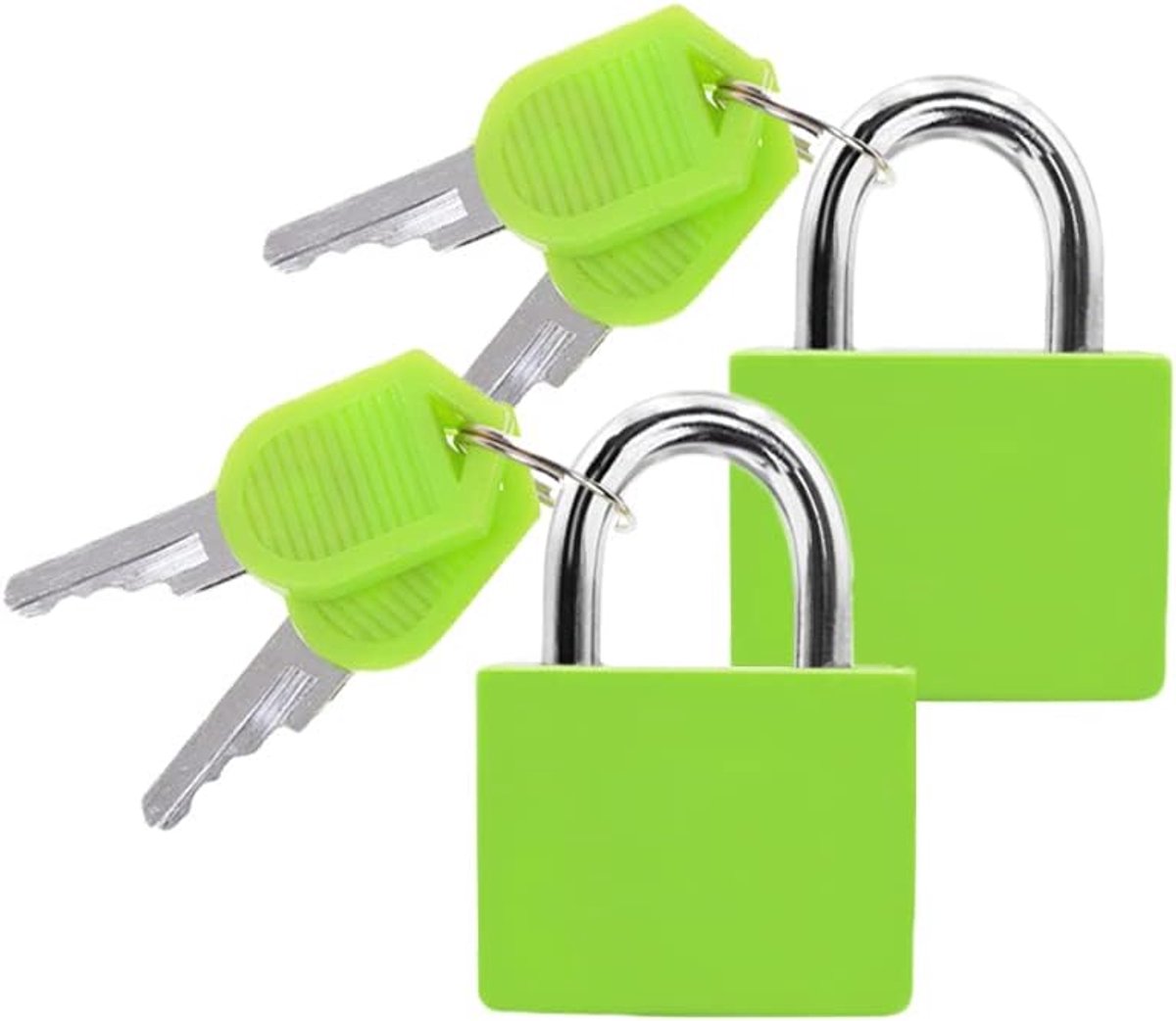 Kofferslot met sleutel, klein bagage-hangslot, voor reizen, kluisjes, vakantiekoffer, 2 stuks mini-koffersloten (groen)