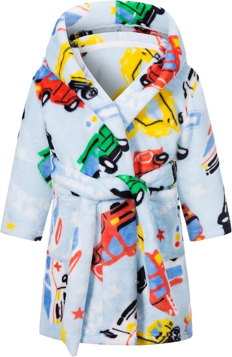 badjas voor kinderen meisjes jongens fleece kinderbadjas met capuchon, flanel fluffy kamerjas super zacht gezellig cartoon lange kamerjas warme pyjama maat 92-128