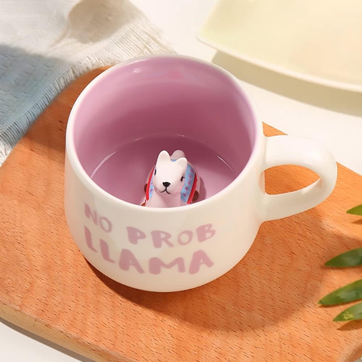 3D-dierenbeker van keramiek, koffiemok, unieke handgemaakte alpaca, voor melk, thee, koffie, geschenk voor kerst, verjaardag van vrienden, kinderen, meisjes, vrouw, oma, tante (alpaca)