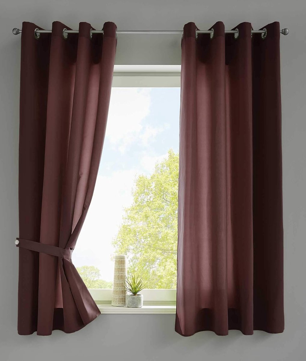 Set van 2 gordijnen sjaal oogjes »Berlin« HxB 175x140 cm bruin ondoorzichtig microsatijn lichtdoorlatend Uni mat, 20405N2